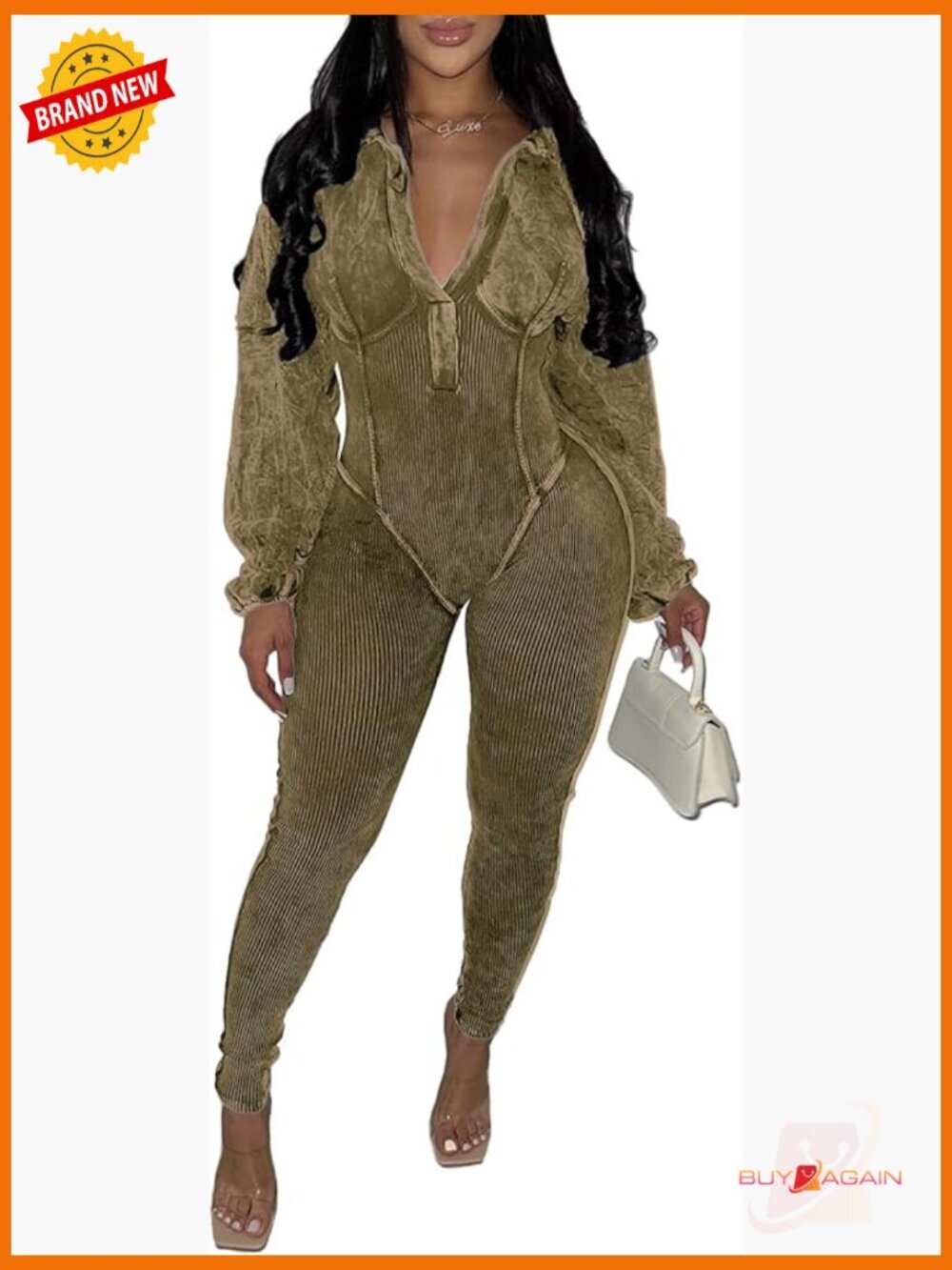 Womens Casual V Neck Long Sleeve Jumpsuit Romper Bodycon One Piece